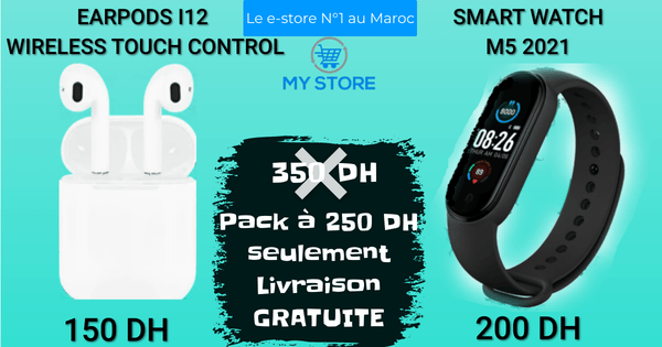 Pack DUO: smart watch M5 2021 + earpods i12 tws